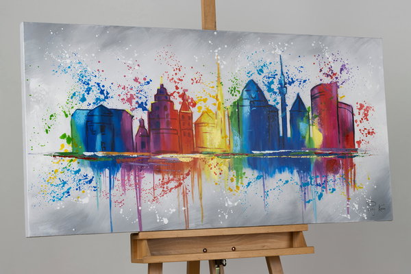 Handgemaltes Gemälde 'Dortmunder Skyline' 120x60cm | inkl. Echtheitszertifikat