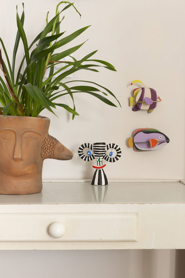 Scultura da parete in cartone 'Striped Angelfish'