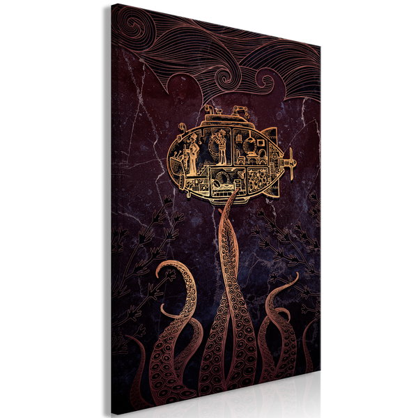 Umjetnički print na platnu 'Golden Submarine Vertical'
