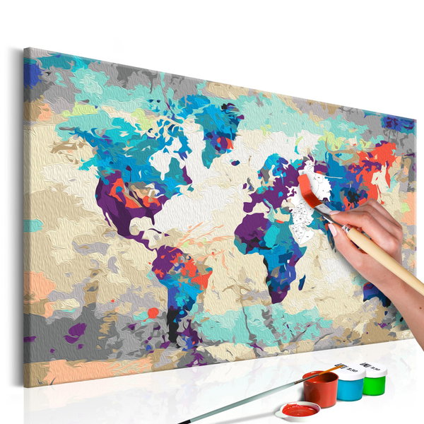 Pintura por números adultos 'World Map (blue &amp; red)'