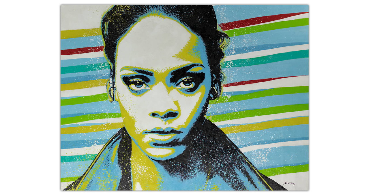XXL Olieverf schilderijen 'Colourful Rihanna' | Handgeschilderd unicum in de ruimte.