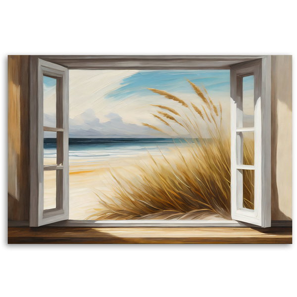 Kunstdruck auf Leinwand 'Window Beach View'
