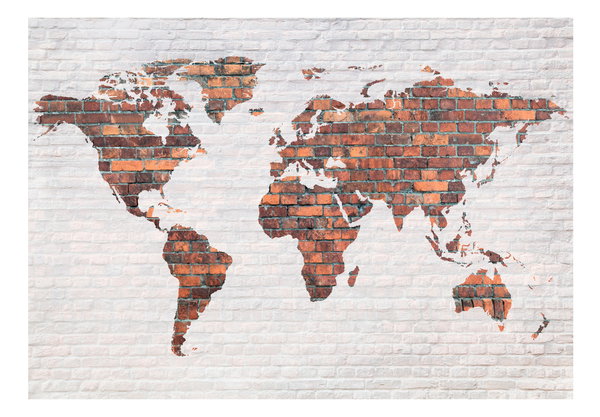 Tapete 'World Map: Brick Wall'