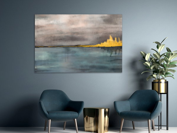 Kunstdruck auf Leinwand 'Golden City Wide'