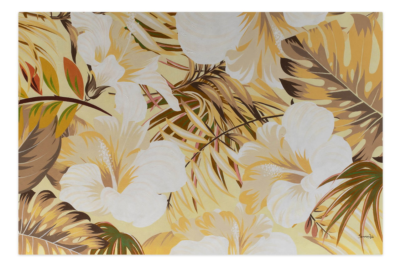 XXL Olieverf schilderijen 'Tropical Grace' | Handgeschilderd unicum in de ruimte.