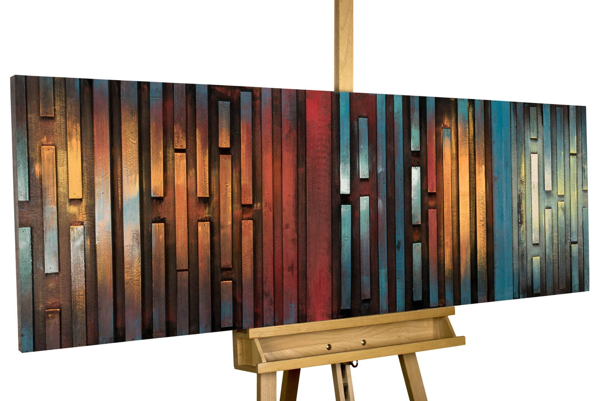 Wood wall art abstract stripes | KunstLoft