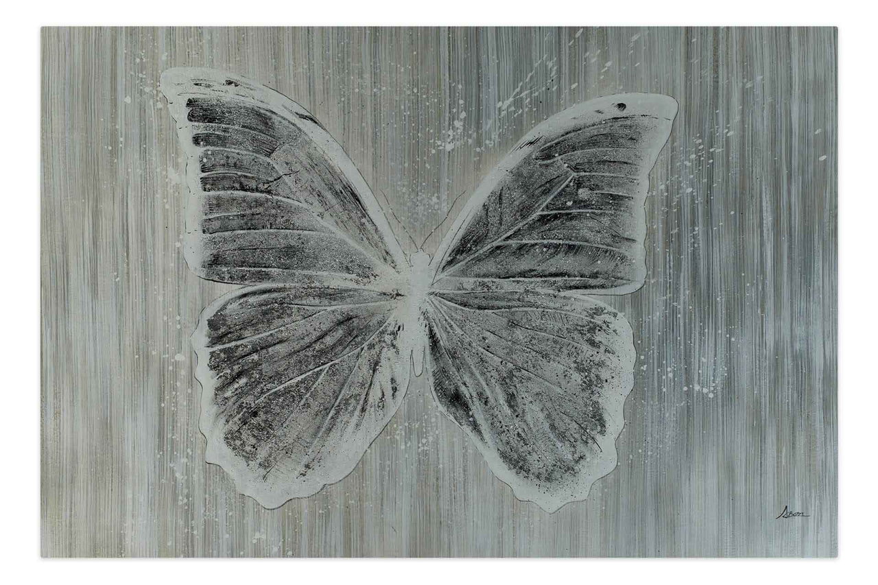 XXL Olieverf schilderijen 'Shiny Butterfly' | Handgeschilderd unicum komt in de ruimte goed tot zijn recht.