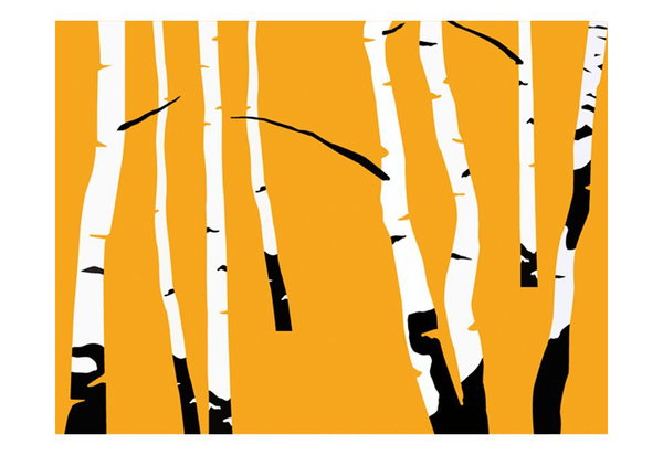 Tapete 'Birches on the orange background'
