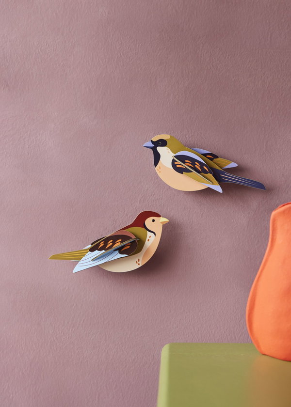 Wanddeko Papier 'Spatzen-Duo'