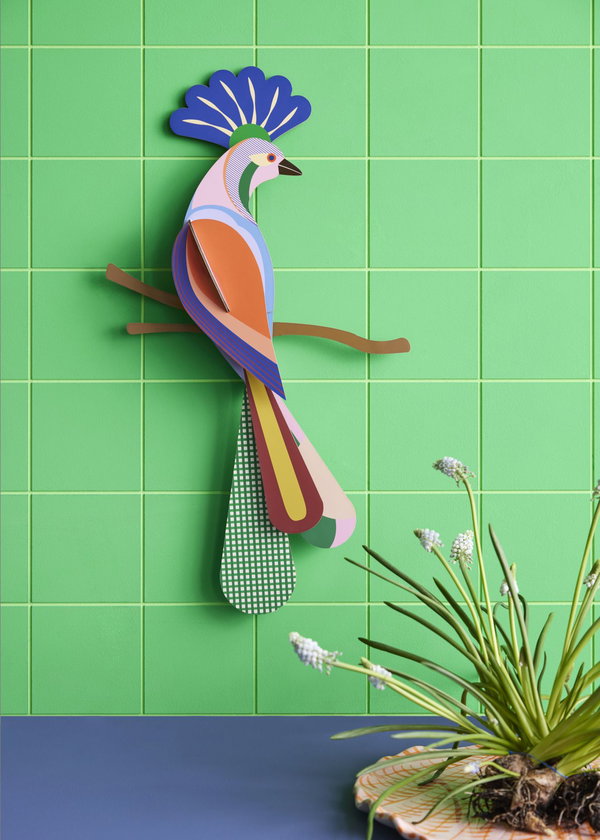 Wanddeko Papier 'Leuchtender Vogel'