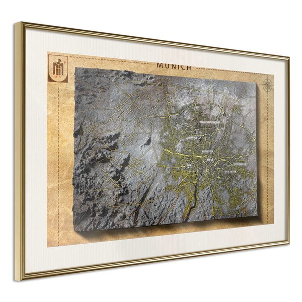 Poster 'Raised Relief Map: Munich'