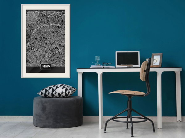 Poster 'City Map: Paris (Dark)'