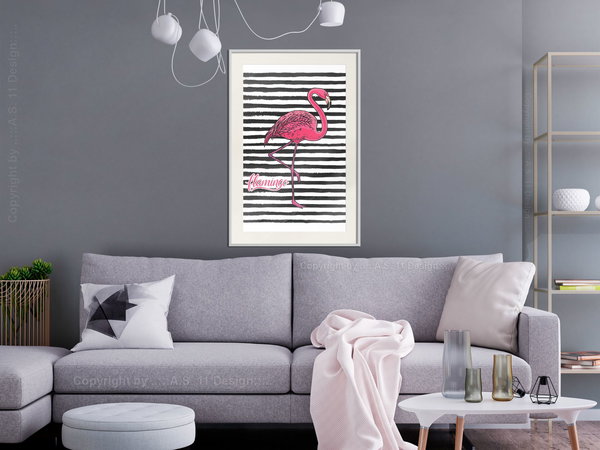 Poster 'Black Stripes and Flamingo'