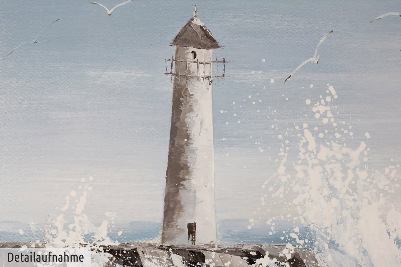 Handgeschilderd schilderij 'Lighthouse in sight' 150x50cm | incl. certificaat van echtheid in de ruimte.