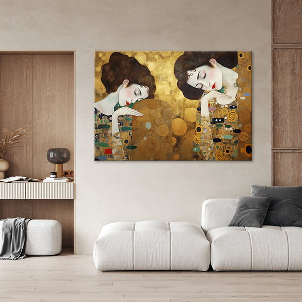 Kunstdruck auf Leinwand 'Klimt - Women Faces 3'