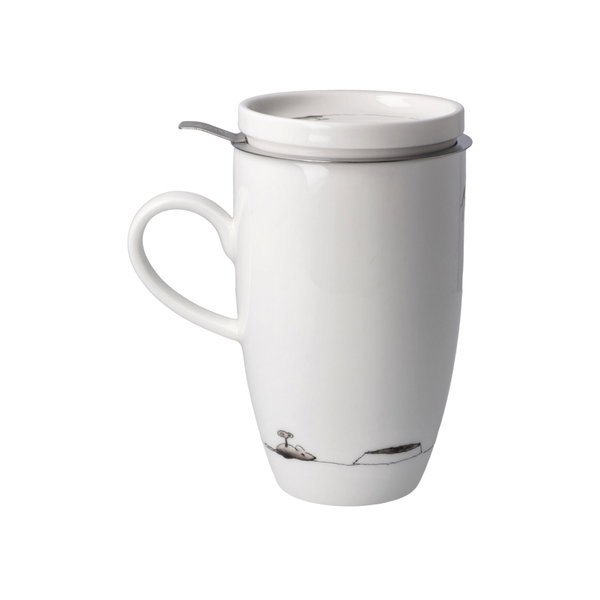 Goebel Teetasse mit Sieb und Deckel 'Mittagspause'