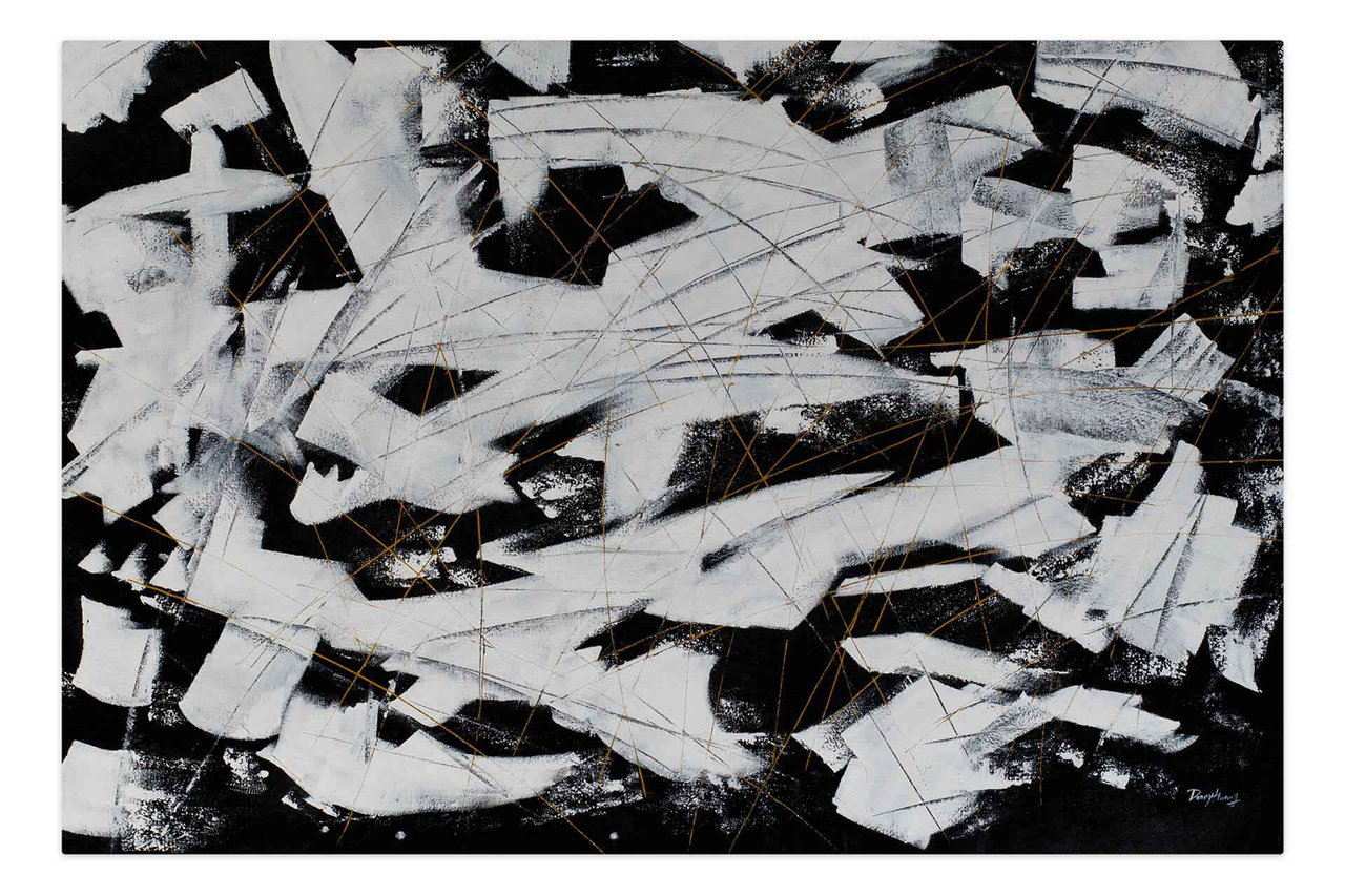 Olieverf schilderijen 'Energy Flow' | Handgeschilderd unicum 180x120cm komt in de ruimte goed tot zijn recht.