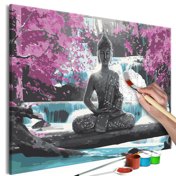 Pictura pe numere pentru adulti 'Buddha and Waterfall'