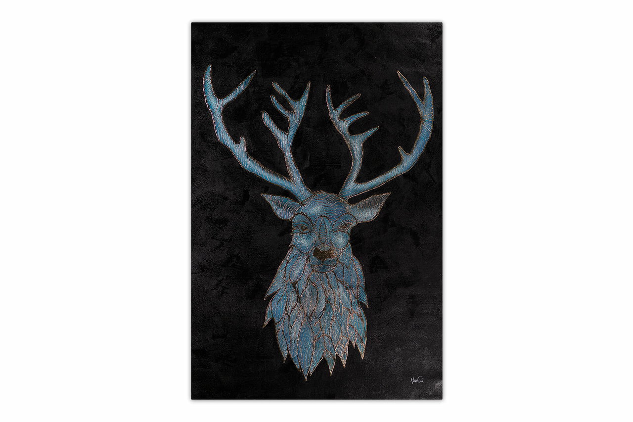 XXL Olieverf schilderijen 'Elk of Ice' | Handgeschilderd unicum komt in de ruimte goed tot zijn recht.
