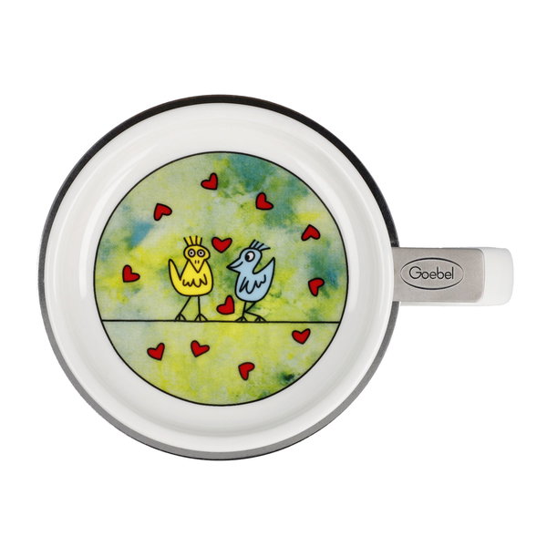 Goebel Teetasse mit Sieb und Deckel 'Birds on a Love Wire'