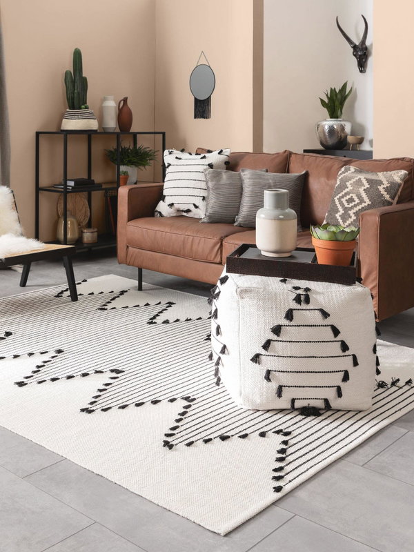 Design Baumwollteppich Bo Beige