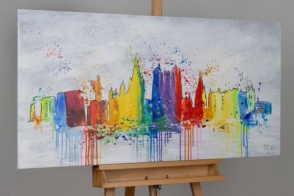 Handgemaltes Gemälde 'Dublin Skyline Silhouette' 120x60cm | inkl. Echtheitszertifikat