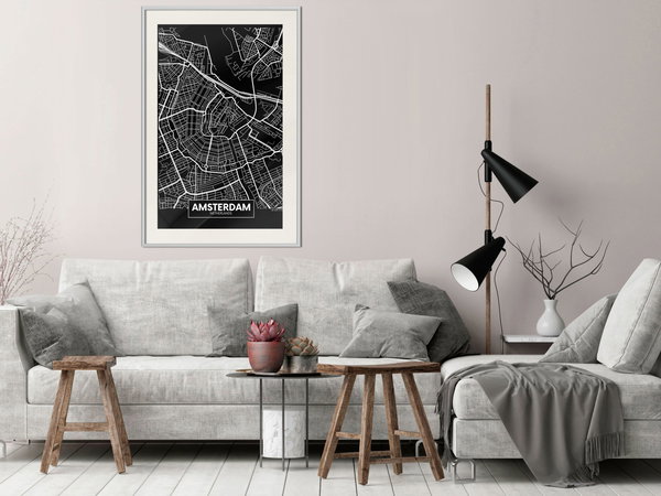 Poster 'City Map: Amsterdam (Dark)'