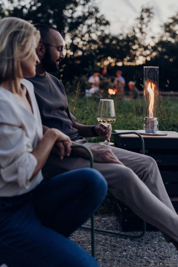 SPIN 900 Tischfeuer silber | Outdoor &amp; Indoor