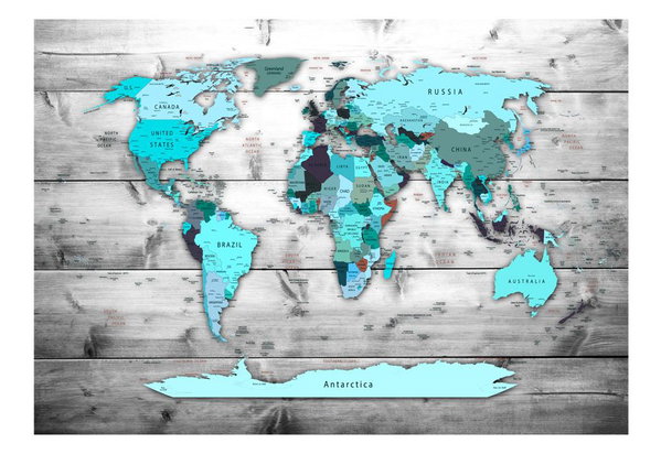 Selbstklebende Tapete 'World Map: Blue Continents'
