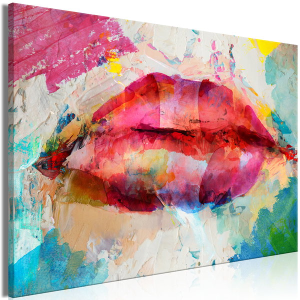 Kunstdruk op canvas 'Artistic Lips Wide'