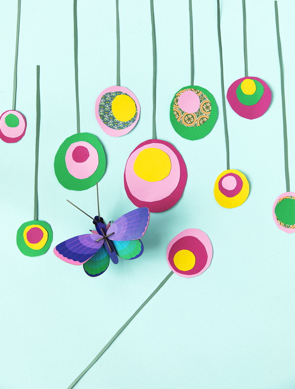 Wall deco 3d of cardboard 'Blue Copper Butterfly'