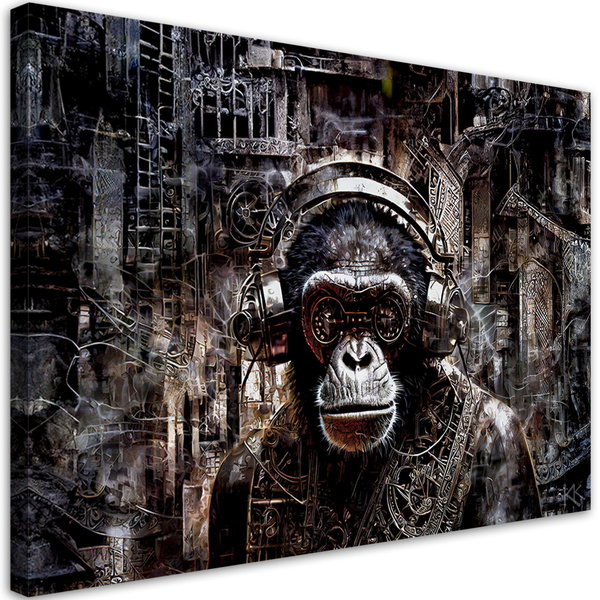 Kunstdruck auf Leinwand 'Cyber Ape DJ Vibes 3'