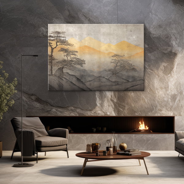 Kunstdruck auf Leinwand 'Misty Mountain Landscape'