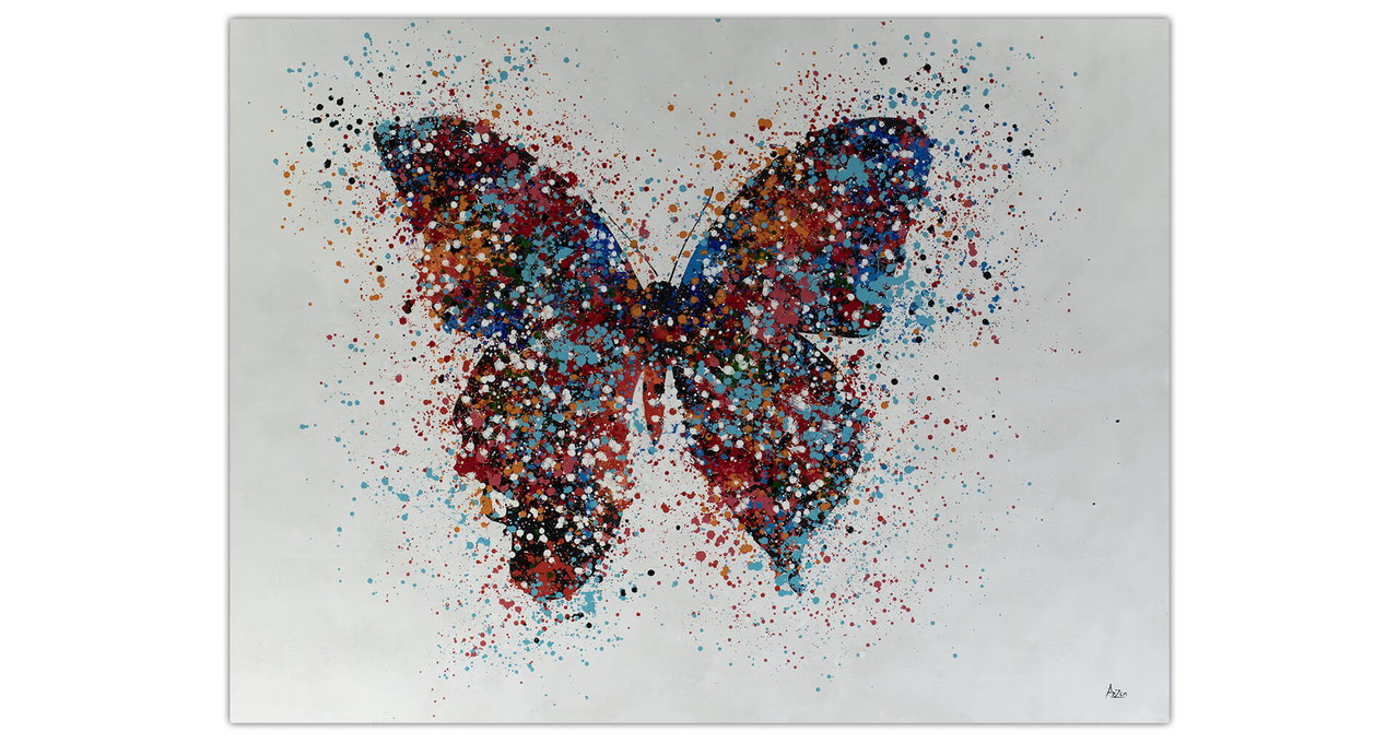 XXL Olieverf schilderijen 'Butterfly Joy' | Handgeschilderd unicum in de ruimte.