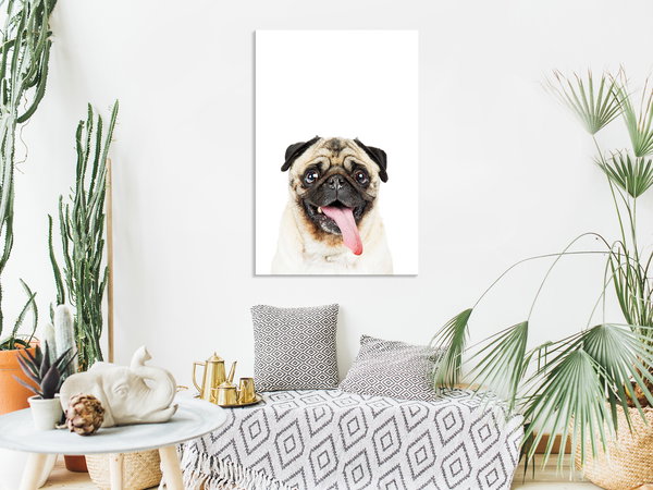 Kunstdruck auf Leinwand 'Pug Vertical'