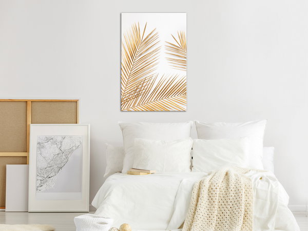 Impression sur toile 'Golden Palm Leaves Vertical'