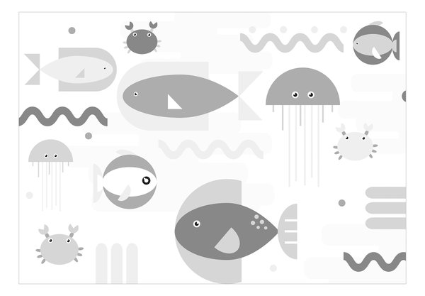 Tapete 'Geometric Fish - Third Variant'