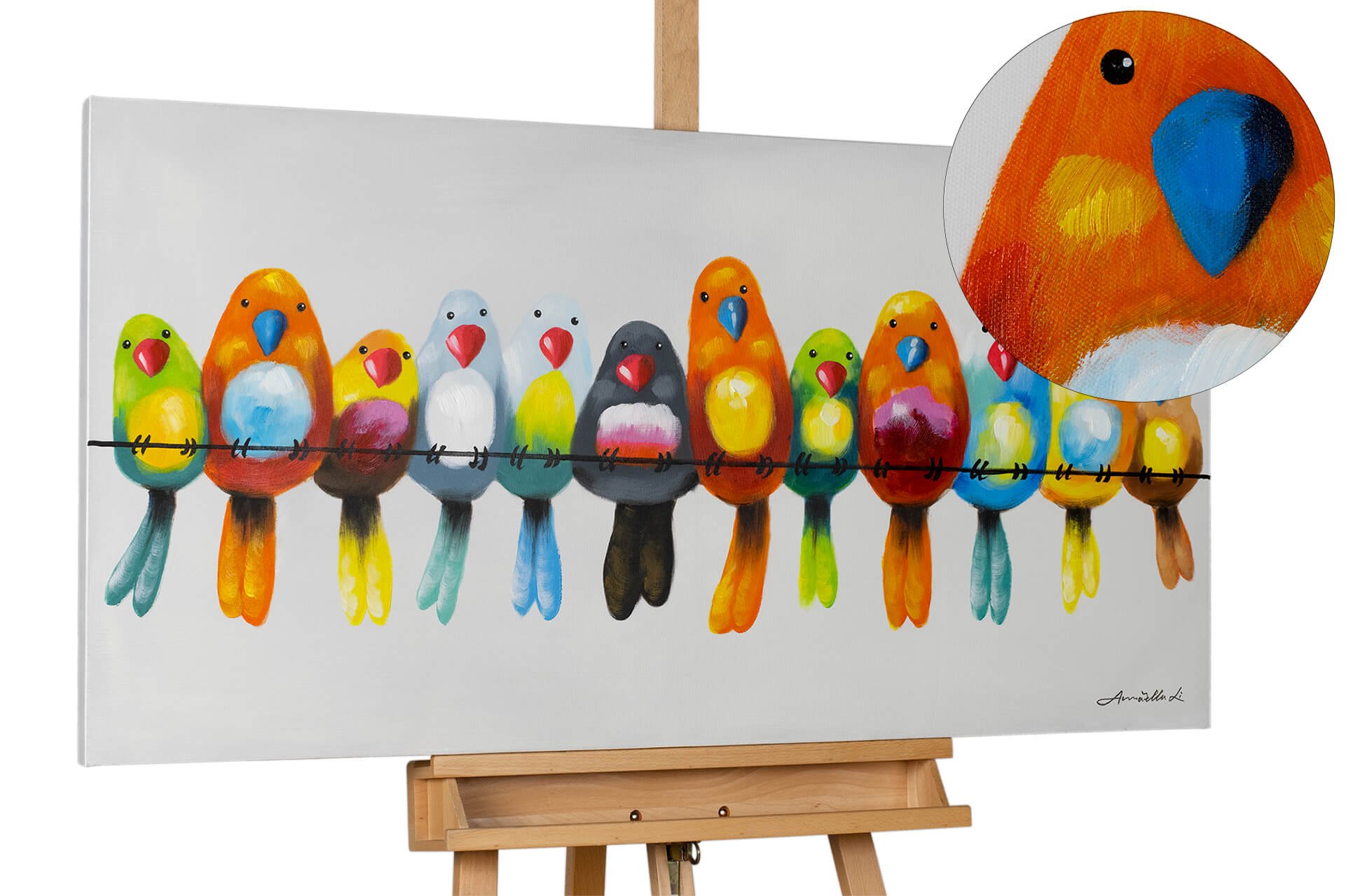 Acrylic painting birds home together KunstLoft