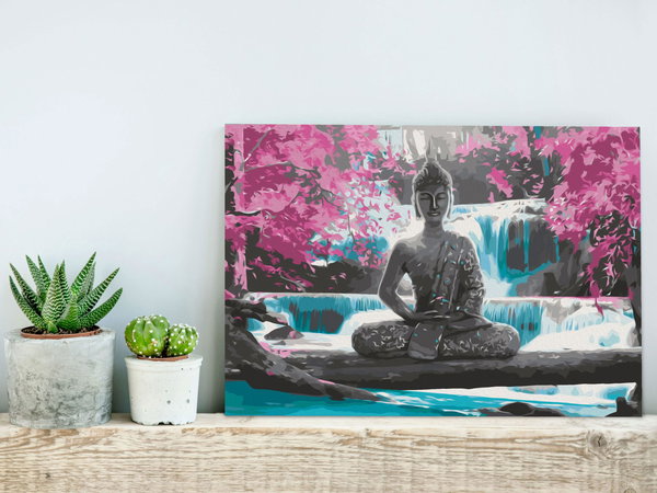Malen nach Zahlen für Erwachsene 'Buddha and Waterfall'