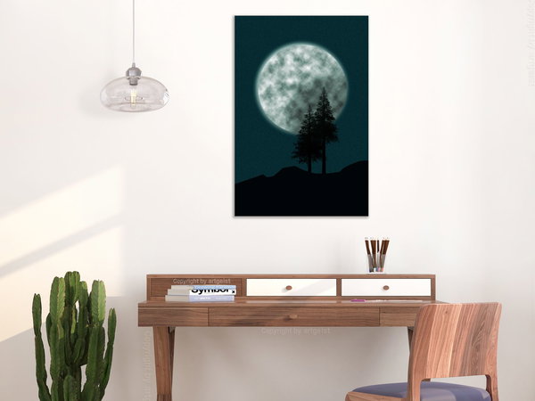 Kunstdruck auf Leinwand 'Beautiful Full Moon Vertical'