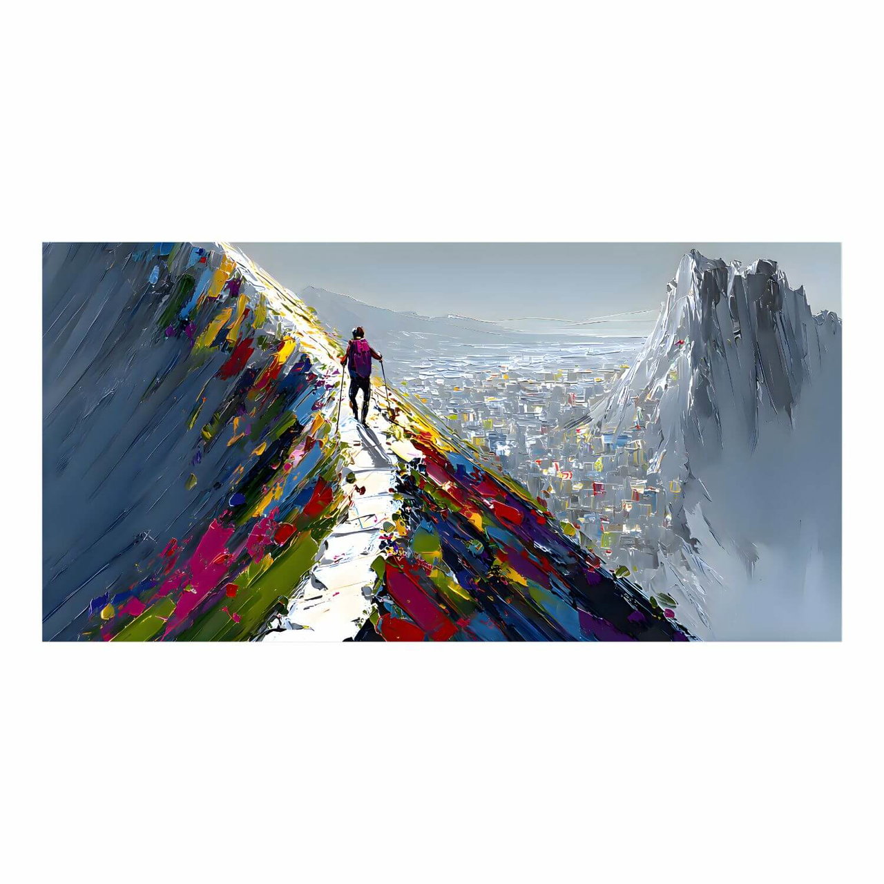 Handgeschilderd schilderij 'Abstract Ridge' | incl. certificaat van echtheid komt in de ruimte goed tot zijn recht.
