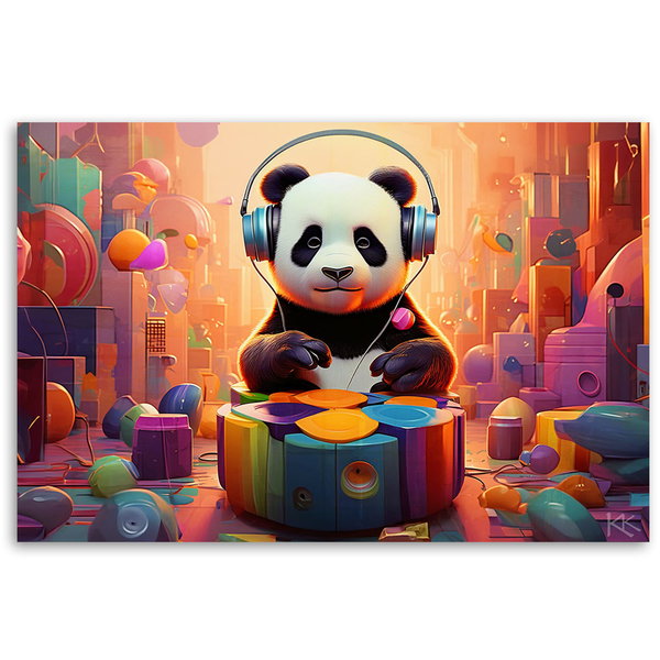 Kunstdruck auf Leinwand 'DJ Panda's Urban Groove'