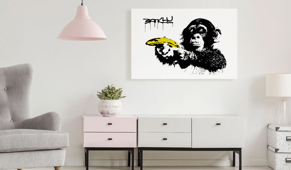 Kunstdruck auf Leinwand 'Banksy: Monkey with Banana Wide'