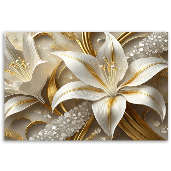 Kunstdruck auf Leinwand 'Golden Petal Symphony 4'