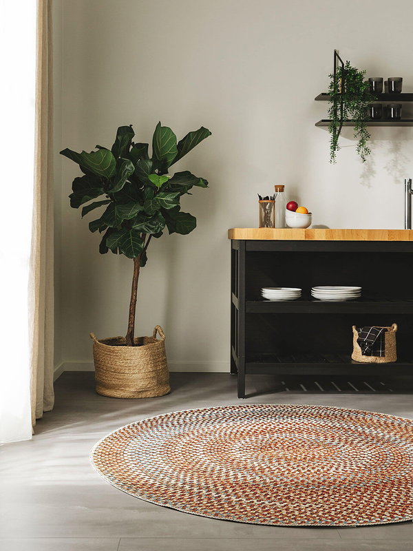 Design In- &amp; Outdoor Runder Teppich Kenya Bunt