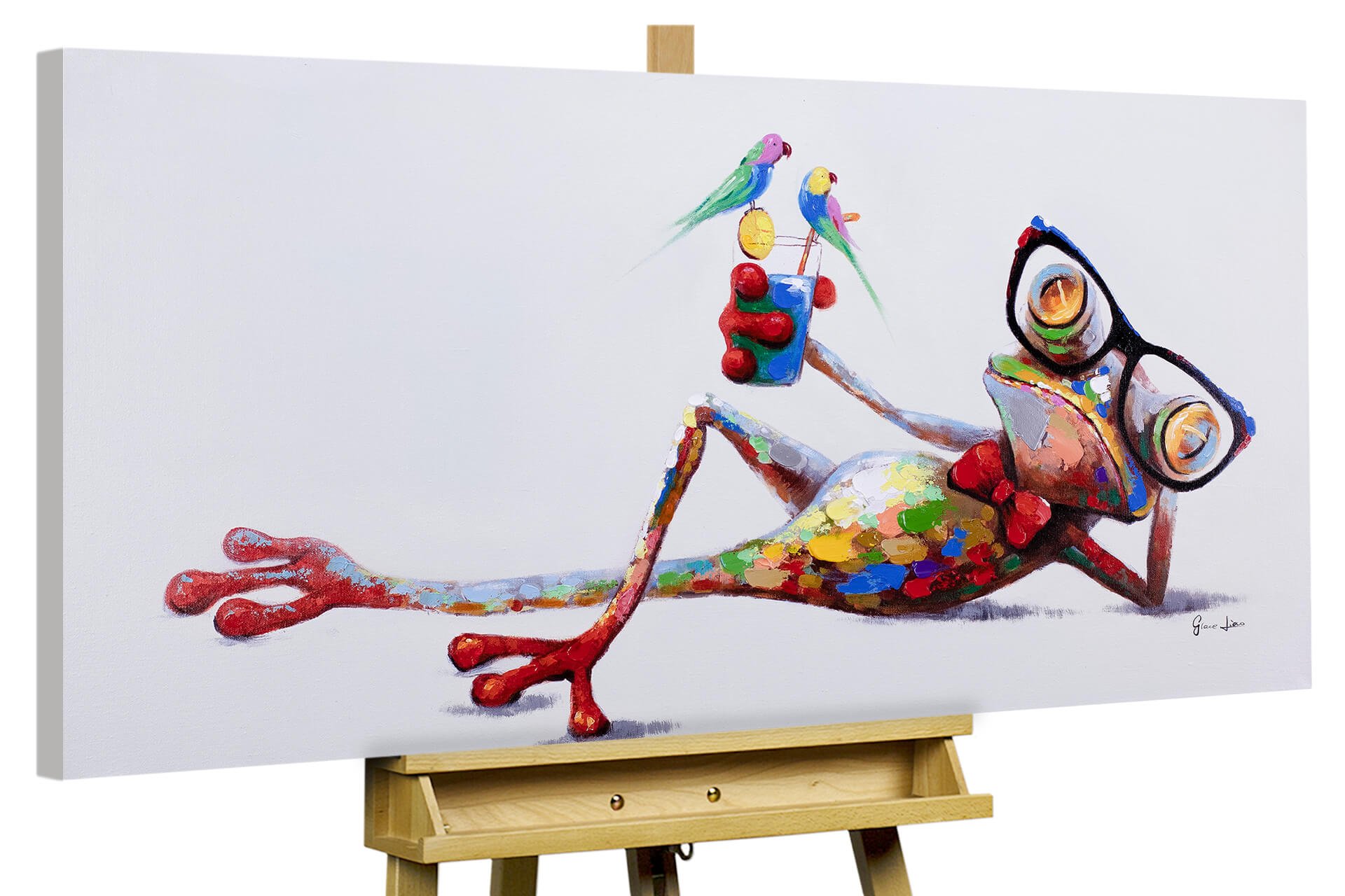 | Acrylic frog glasses painting KunstLoft with nerd