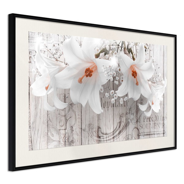 Poster 'Lilies on Wood'