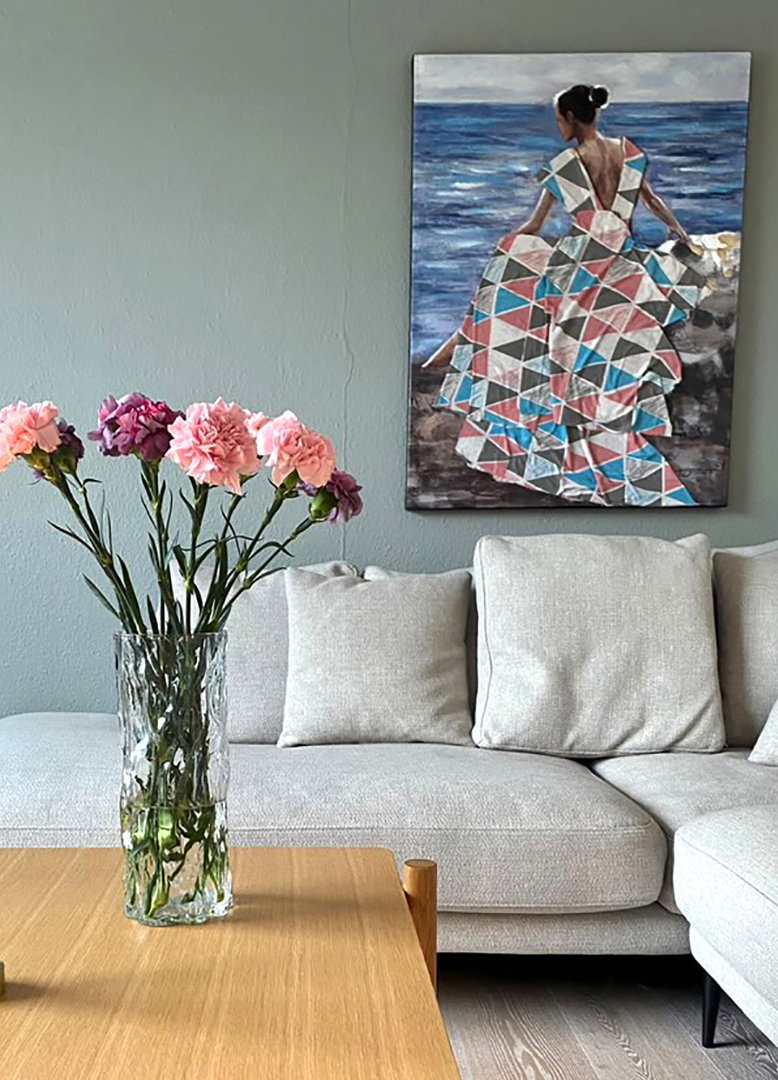 Handgemaltes Gemälde 'Die Schöne und das Meer' 75x100cm | inkl. Echtheitszertifikat