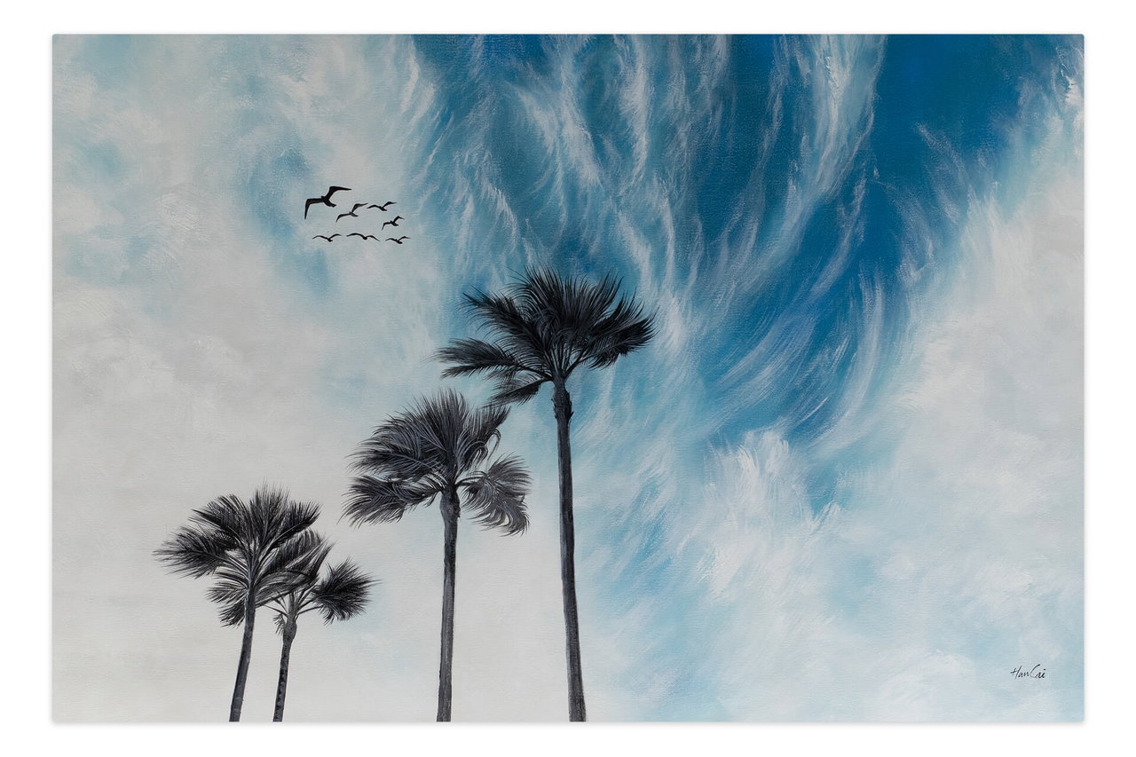 Olieverf schilderijen 'The Sky over LA' | Handgeschilderd unicum 180x120cm in de ruimte.