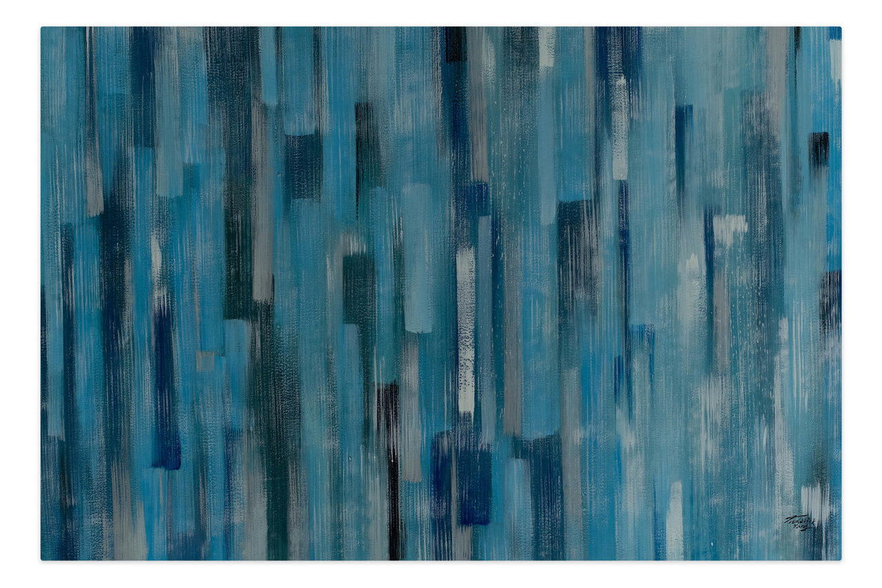 Olieverf schilderijen 'Aquamarine Ocean' | Handgeschilderd unicum 180x120cm komt in de ruimte goed tot zijn recht.